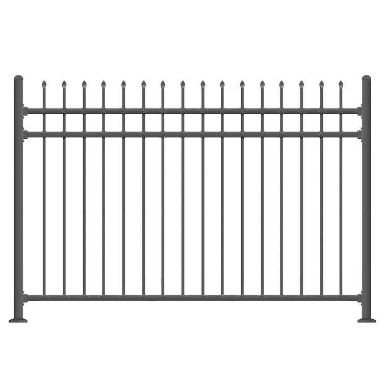 6.5' Post with Post Cover for Soil XCEL Black Steel Fence and Gate Post 