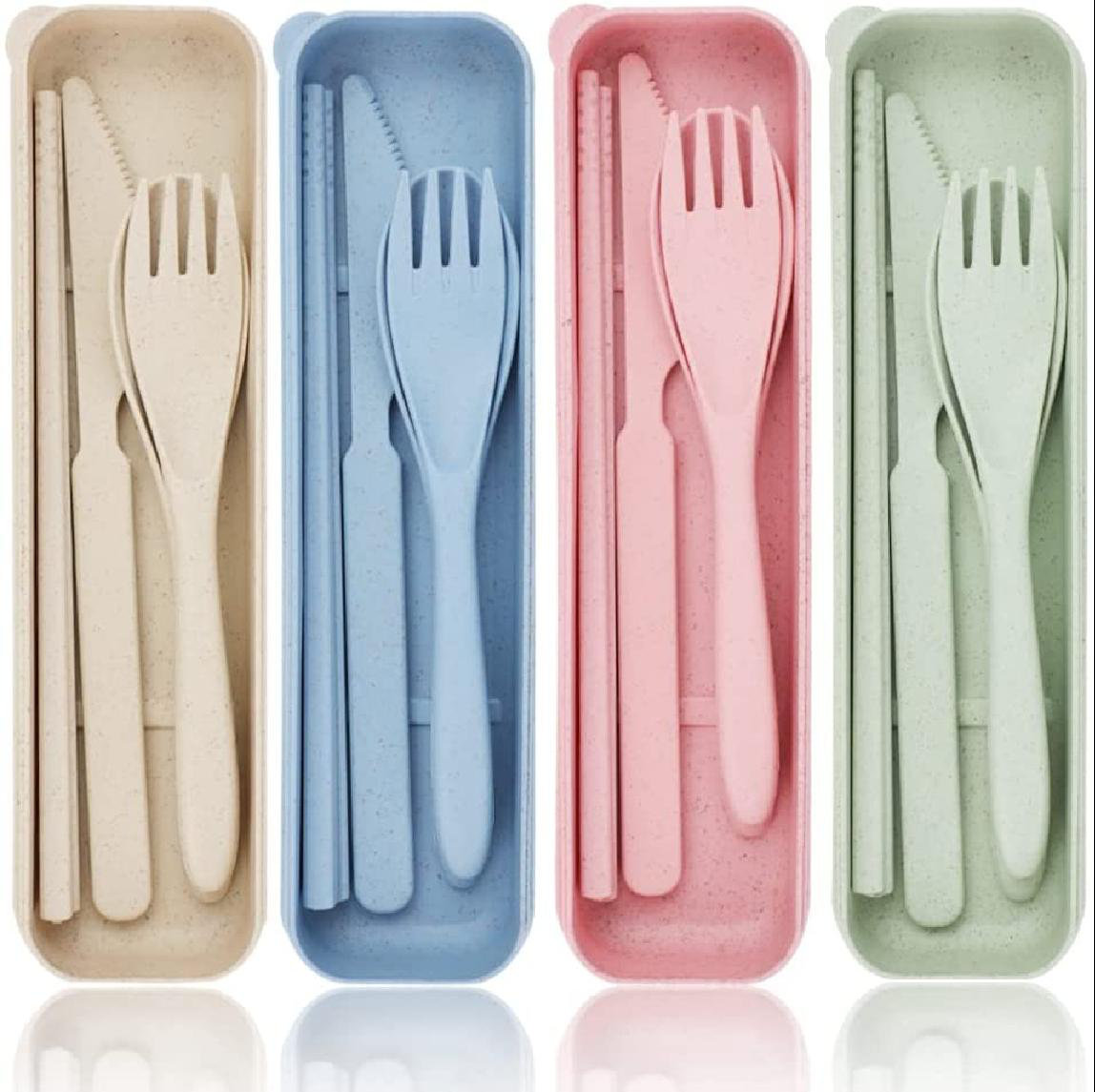 Chopsticks/Fork/Spoon ECO Nature Degradable Wheat Straw Flatware Tableware Set 