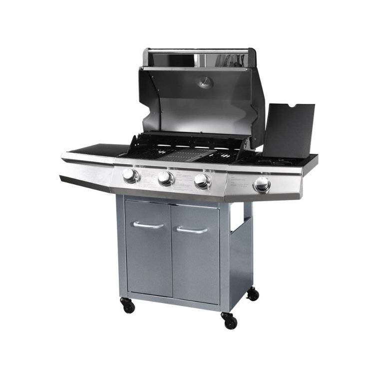 HabitatetJardin 4 - Burner Portable Natural Gas Gas Grill with Side Burner  | Wayfair.co.uk