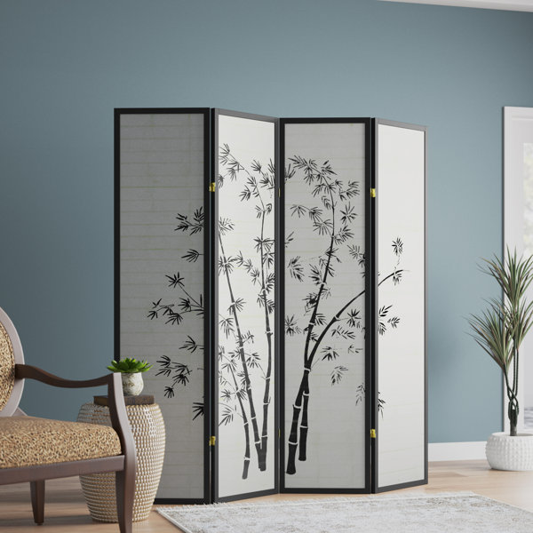 Room Divider Double Sided Foldable Differ Print Beach/Flower Wood Frame 4 Sizes~ 