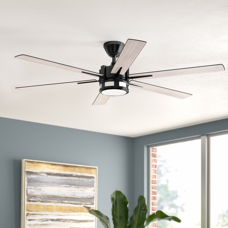 56 in Large Indoor LED Ceiling Fan Flush Mount Low Profile Light Kit Quiet Decor 