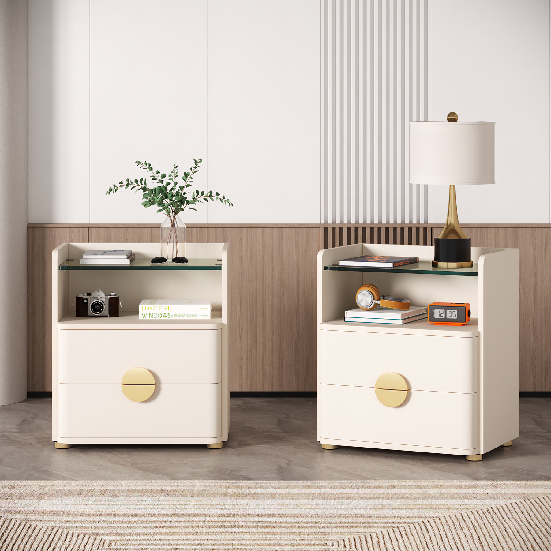 AISUNG 2 Drawer Nightstand in Beige Wayfair