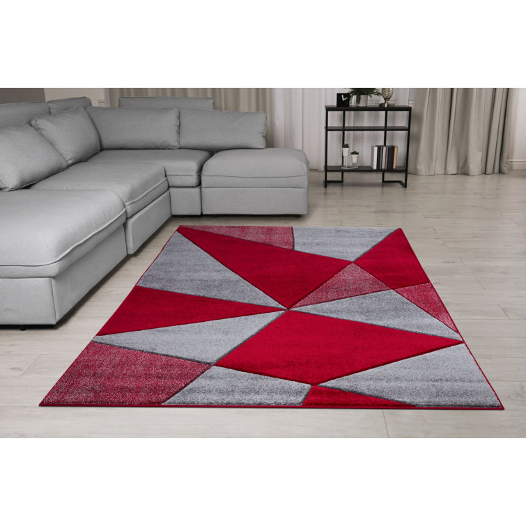 George Oliver Gelinas Red/Grey Indoor Rug | Wayfair.co.uk