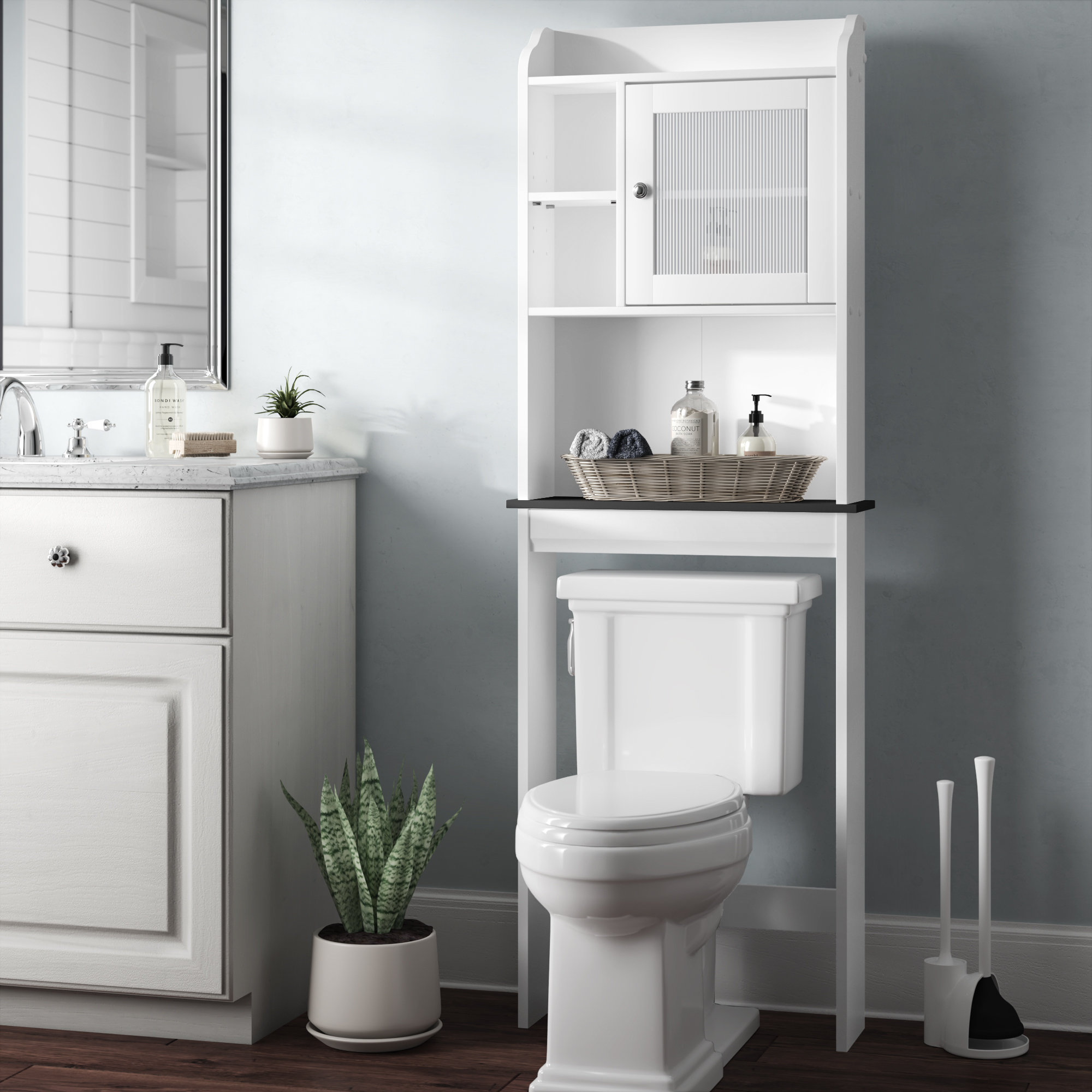 bathroom storage stool white