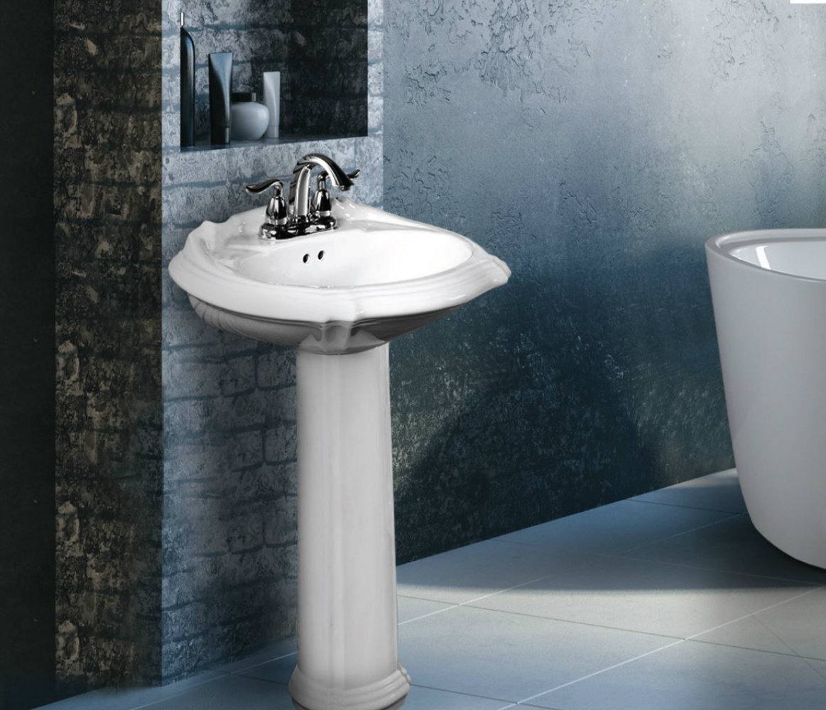 Fine Fixtures Regent 27" Tall Ceramic Oval Pedestal Bathroom Sink with