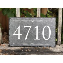 Sassy Squirrel Handcrafted and Customizable Beige Slate Home Address Plaque 12x6 