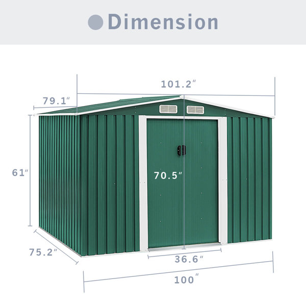 8.3 ft. W x 6 ft. D Metal Storage Shed