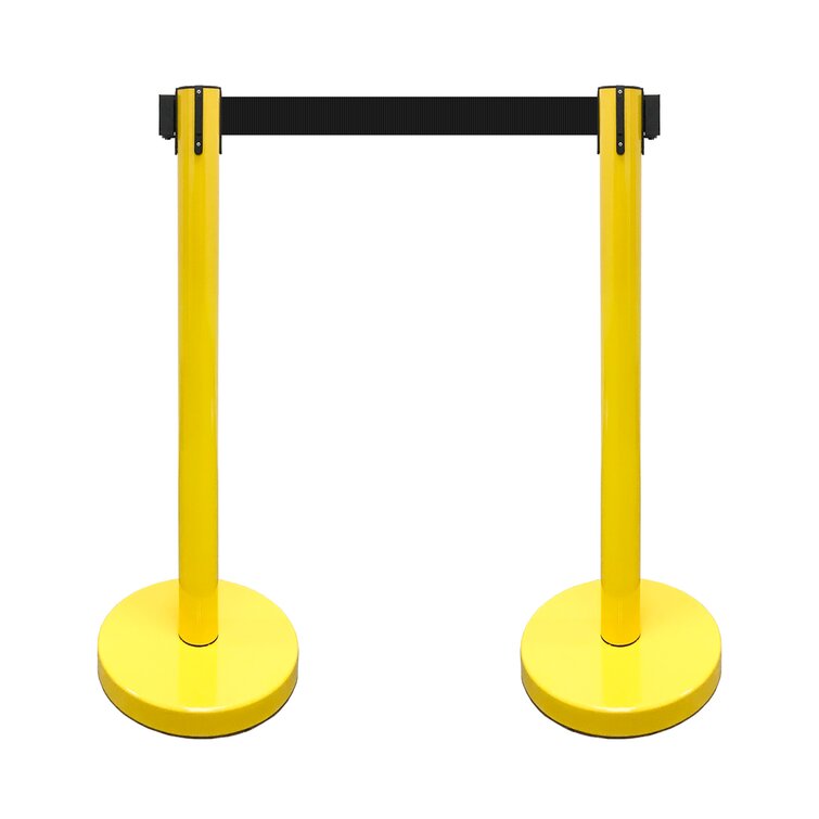 BLACK PLASTIC BARRIER POSTS safety security crowd control  queue 2 x YELLOW 
