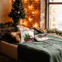King Tree Farm Comforter Pillow Sham Set Red Truck Christmas Holiday Bedroom 