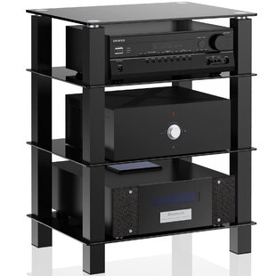 NEW Wide AV Component Stand Audio Stereo Entertainment Glass Media Cabinet Rack 