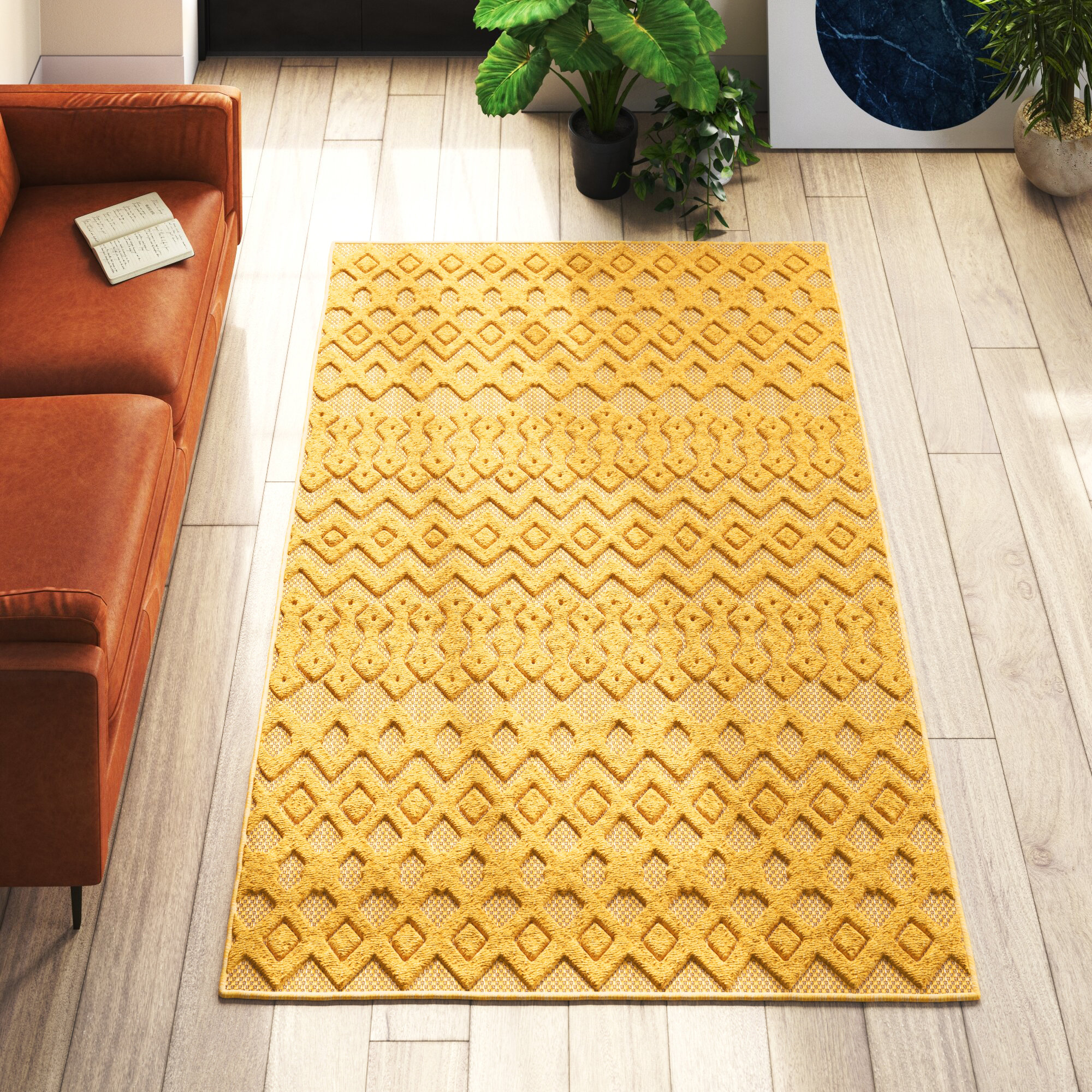 Langley Street Gritton Machine Woven / Power Loomed Yellow Indoor ...