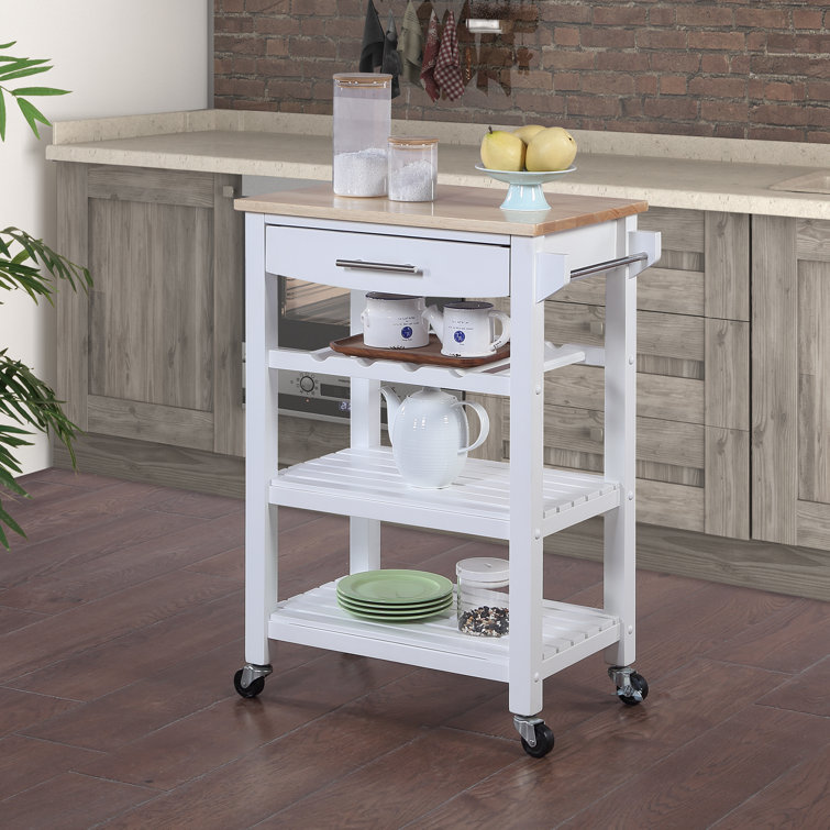 Lark Manor Michelle 4 Tier Butcher Block Kitchen Cart with ...