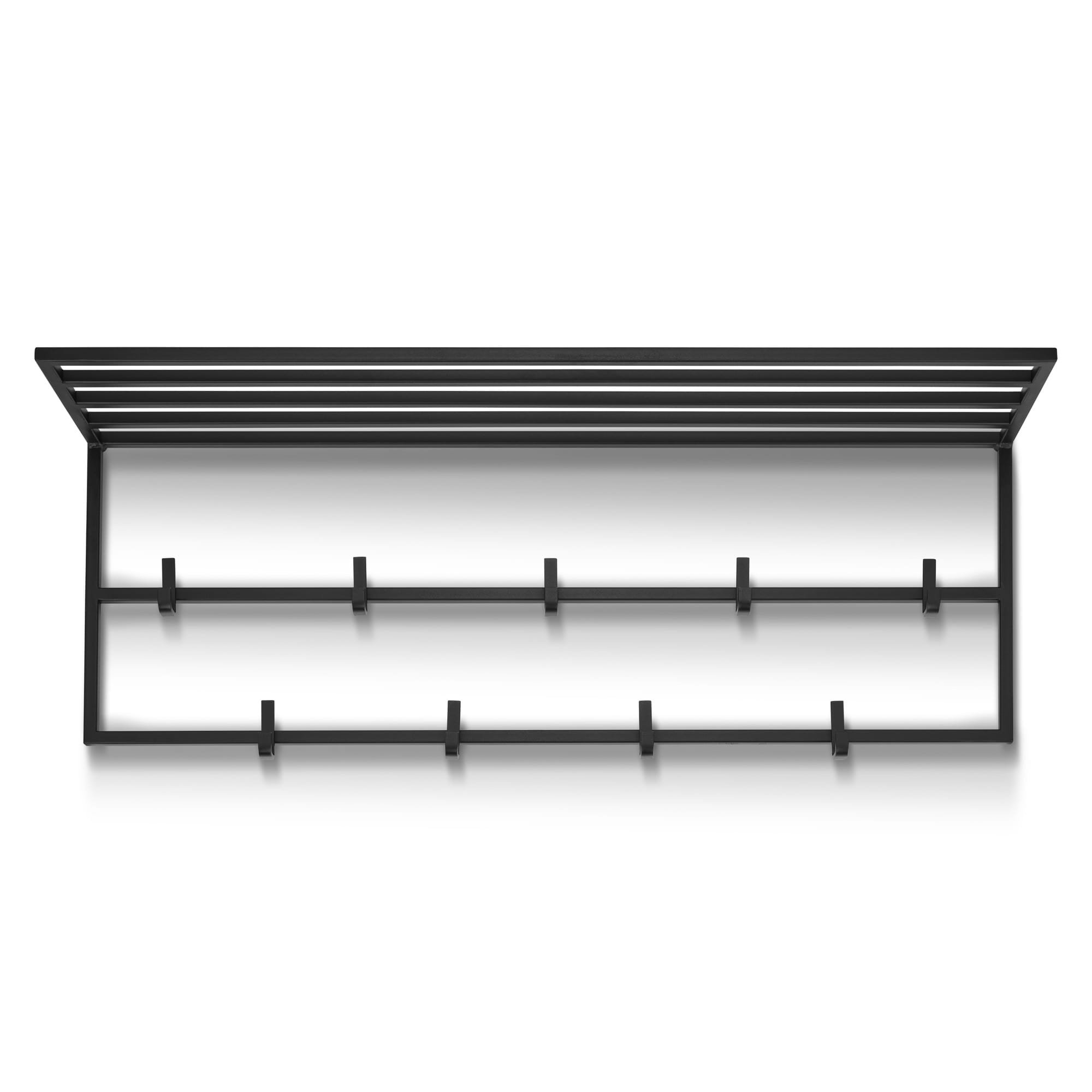 Ebern Designs Lesane 9 Hook Wall Mounted Coat Rack with Storage in Black Wayfair.co.uk