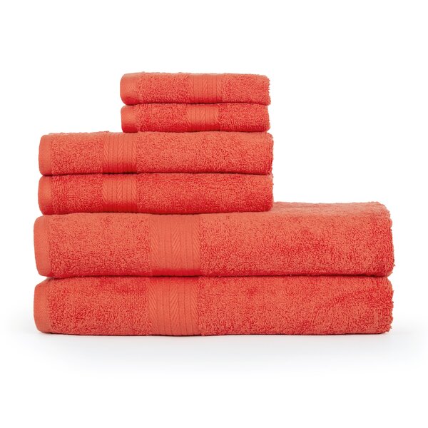 Large 27" x 54" Size 100% Cotton Bath Towels Orange Set of 4 