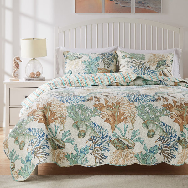 3 Piece Bedspreads Blue Bells Vintage Bed Throws Quilted Blankets Bedding Set 