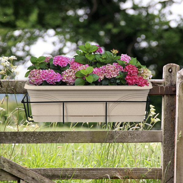 Rail Planter White Resin Deck And Porch Flower Herb Pot Outdoor Yard Garden 