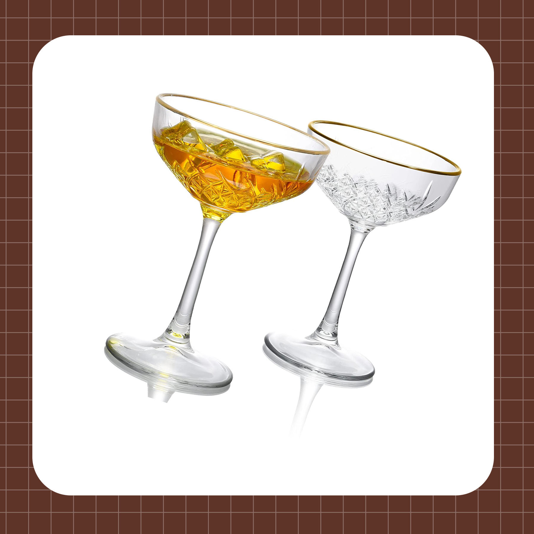 Eternal Night Premium Martini Margarita Glasses With 24K Gold Rim