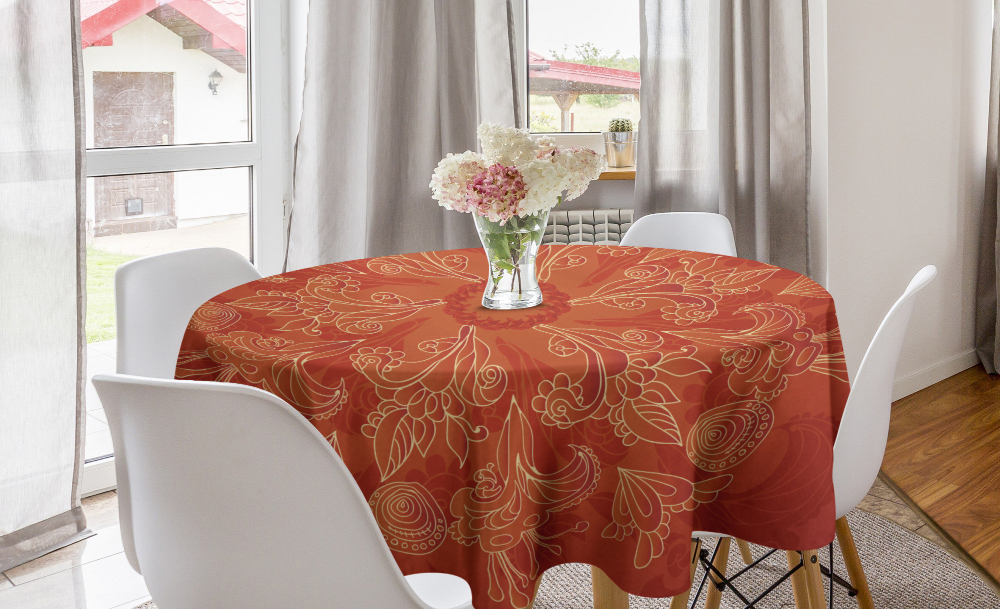 East Urban Home Round Red Tablecloth Wayfair