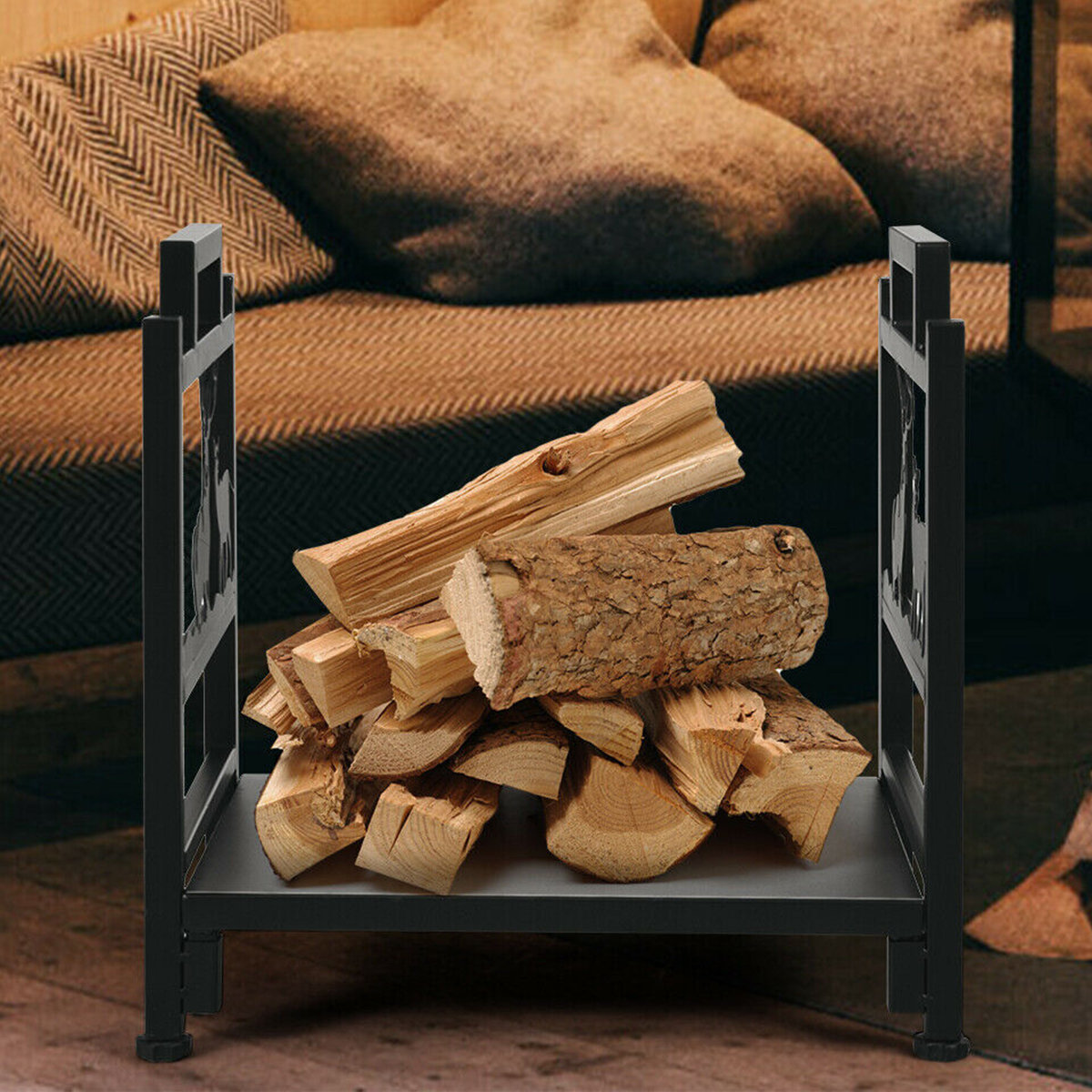 Millwood Pines Shafer 18'' W Metal Log Rack & Reviews | Wayfair