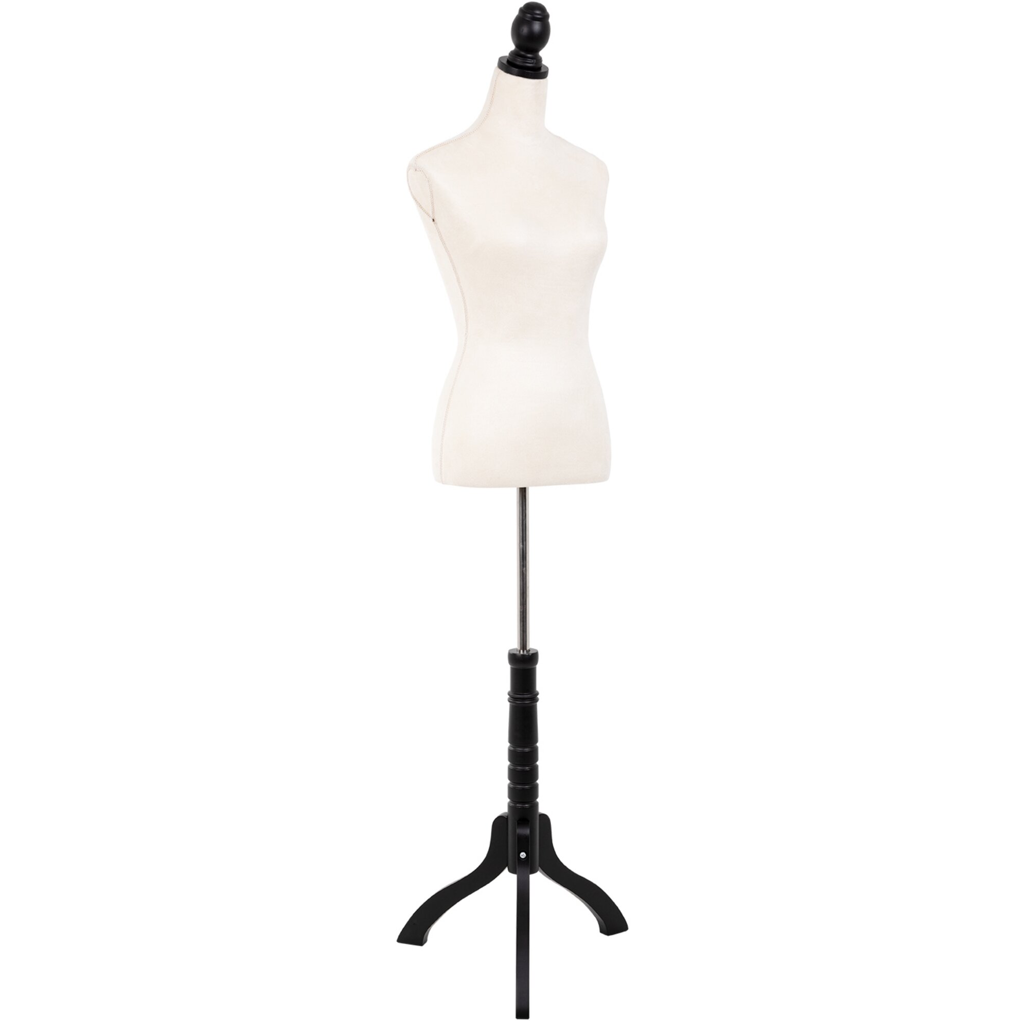 Beige Female Mannequin Torso Dress Form Black Tripod Stand base style 