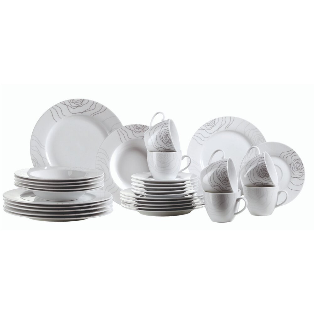 Elisso 30-Piece Dinnerware Set gray,white