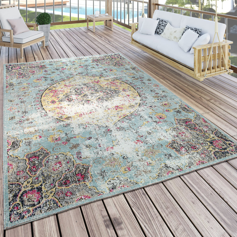 Three Posts Amber Flatweave Turquoise/Pink/Cream Rug & Reviews ...