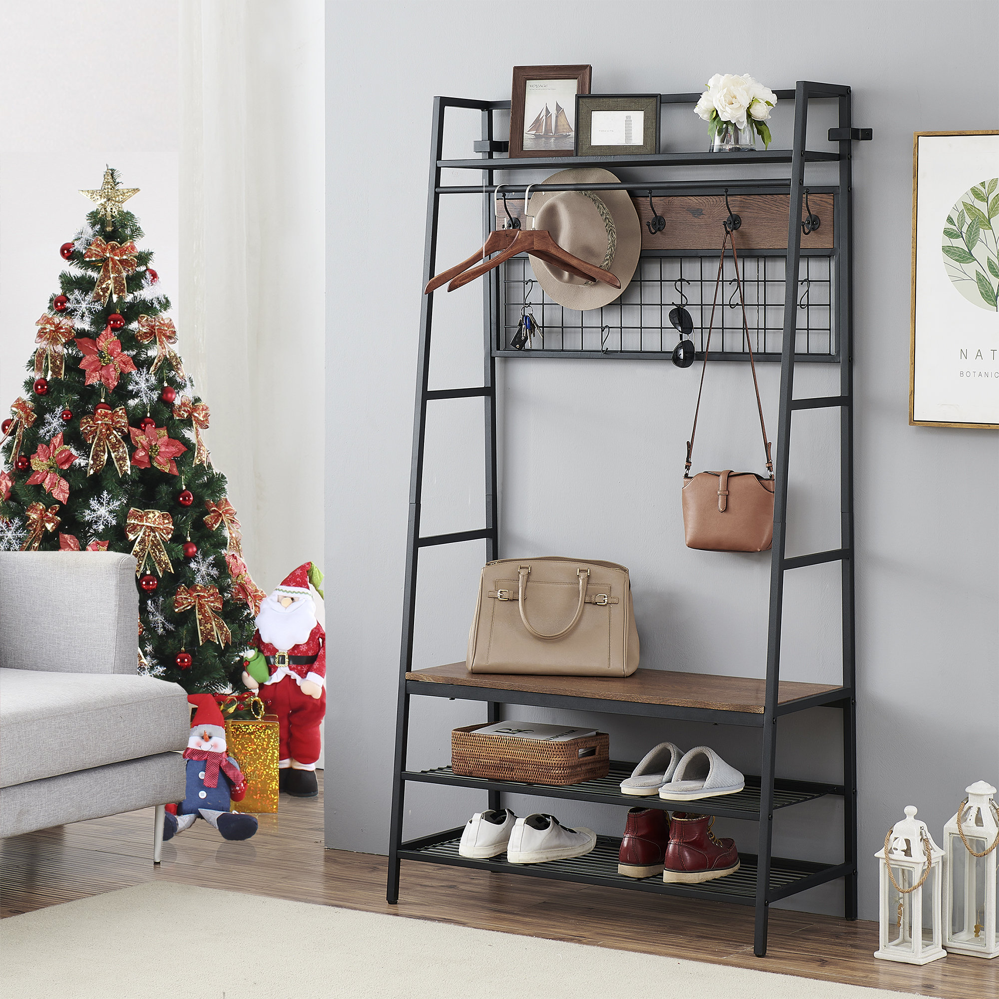 17 Stories Dahlin 37.4'' Wide Hall Tree with Bench and Shoe Storage
