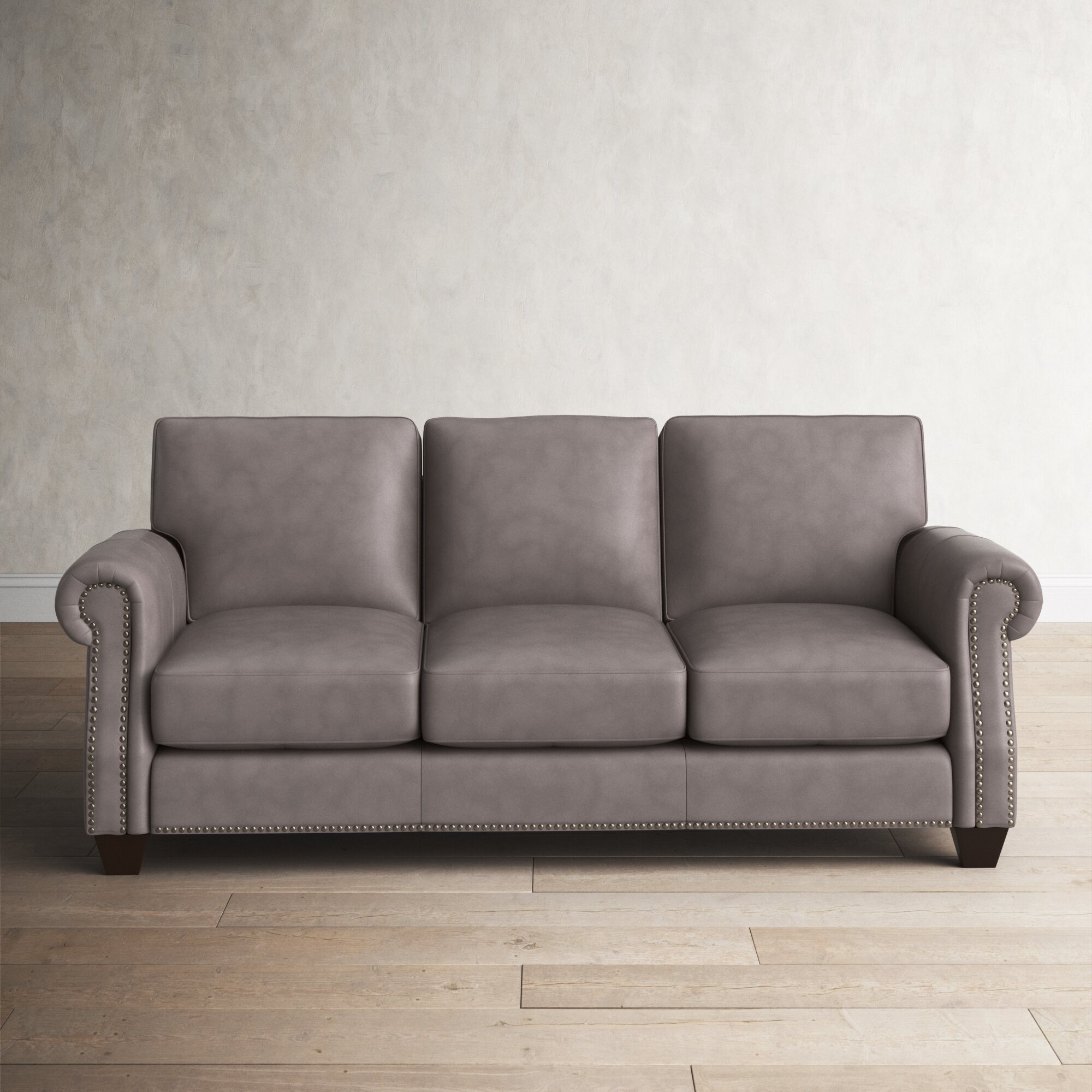 Phebe 84” Genuine Leather Rolled Arm Sofa