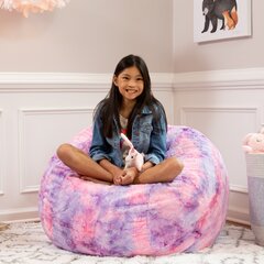 Beanbag floor cushion filled blush pink faux fur large 3cf size new 