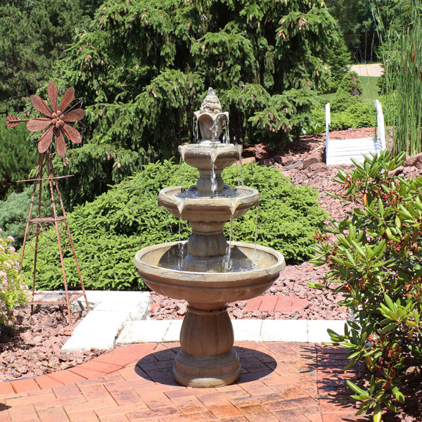 The Cordless Birdbath Fountain Self Contained Fountain Tower hand-finished poly 