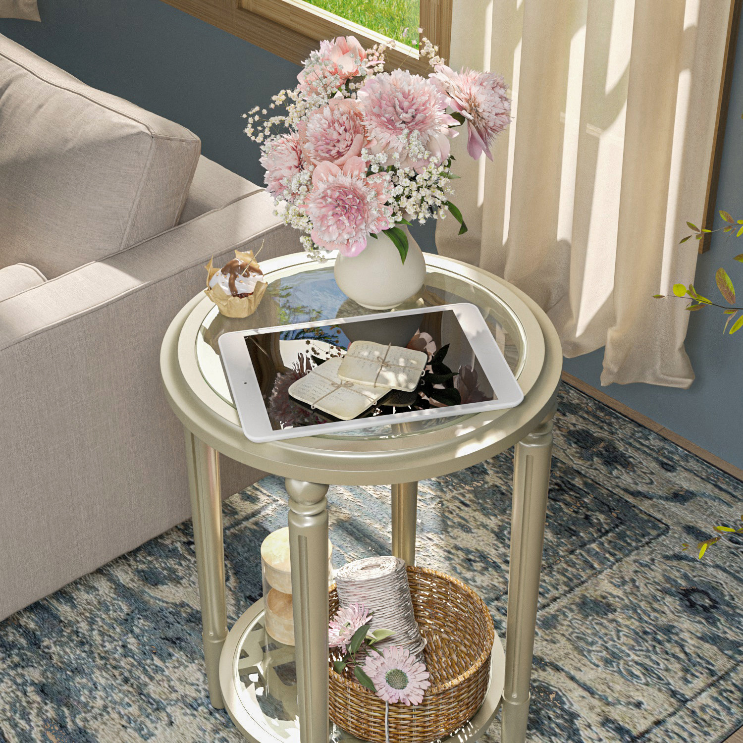 House of Hampton® Devarn 26'' Tall Glass End Table Wayfair