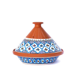 Moroccan Handmade Serving Tagine Exquisite Ceramic Vivid colors Original 6 Inches in Diameter 