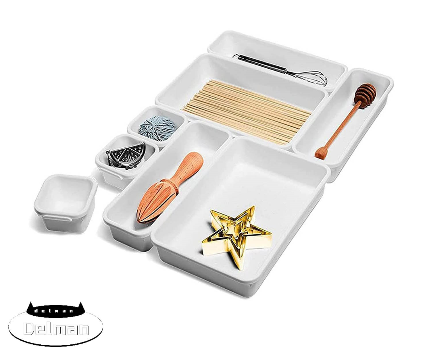 Delman Set Of 24 Interlocking Desk Drawer Organizer Tray Plastic