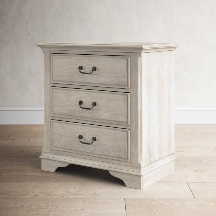 Bayside Cottage White Vintage 3 Drawer Nightstand