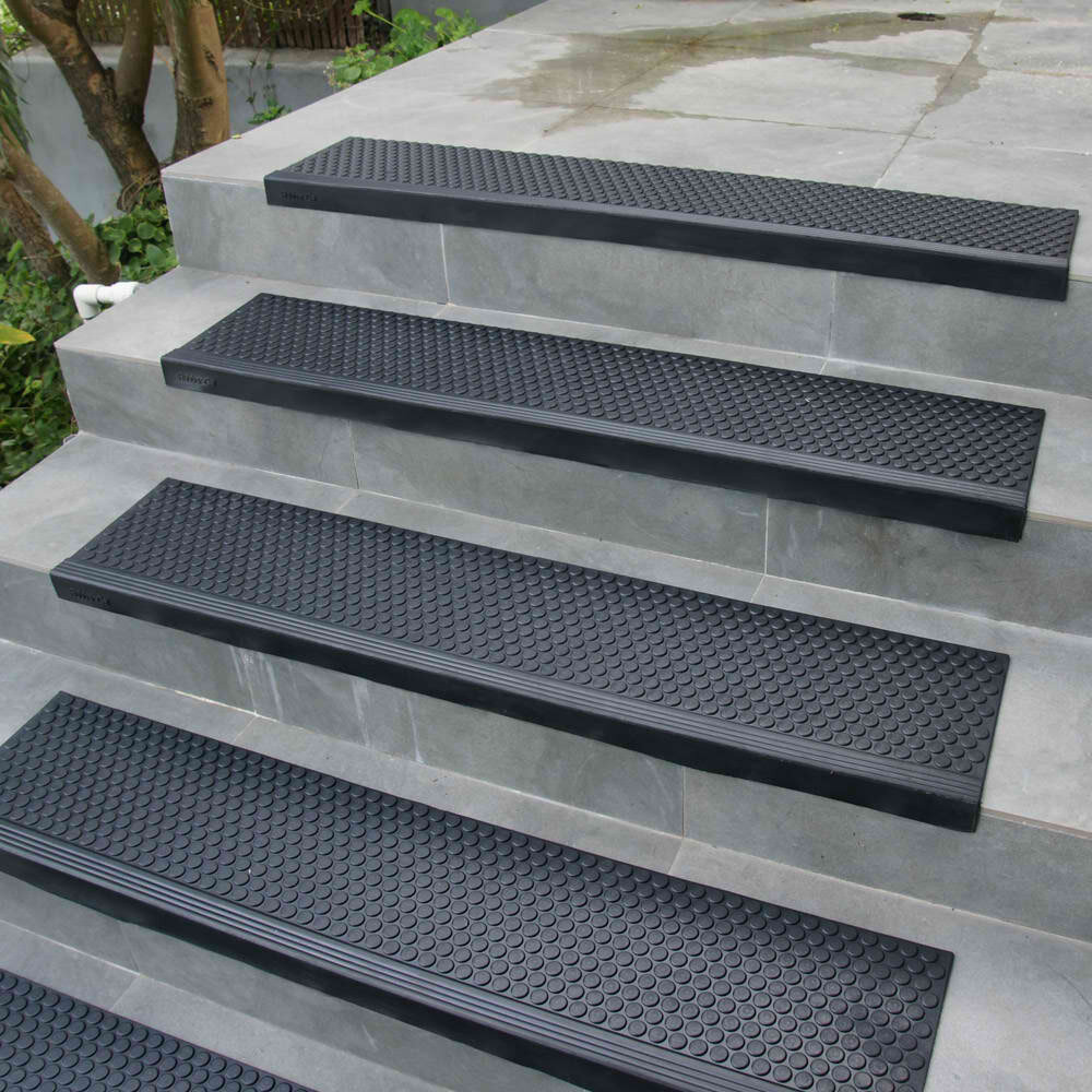 Set of 5 Stone and Pebbles Rubber Porch Patio Stair Treads 