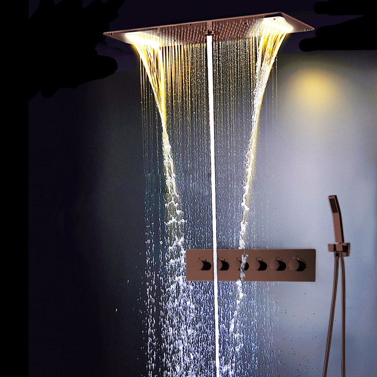 Amazing Relaxation Wide Ceiling LED Volume Control Complete Shower System with Rough-in Valve