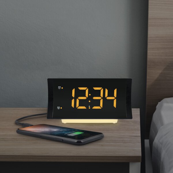 3 Wake-up Modes Snooze Loud Dual Alarm Clock for Heavy Sleepers with 6-Level Brightness 12/24Hr Wireless Alarm Clock with Bed Shaker Powerful Bed Shaker & 3 Levels Volume for Bedroom Decor 