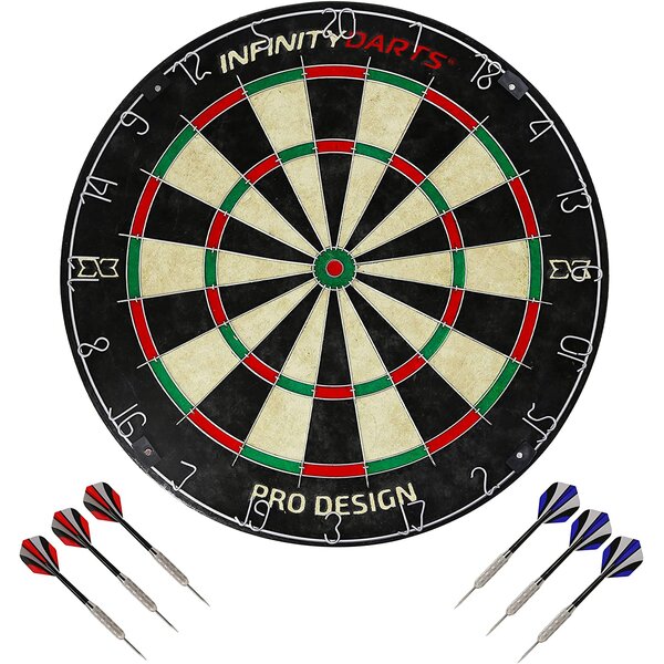 Dart Board Set Regulation Size Bristle With 6 Darts And Board Tournament Style 