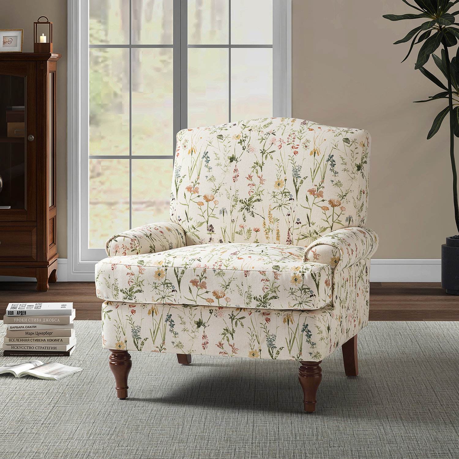 Lark Manor Alainey Upholstered Armchair with Solid Wood Legs & Reviews