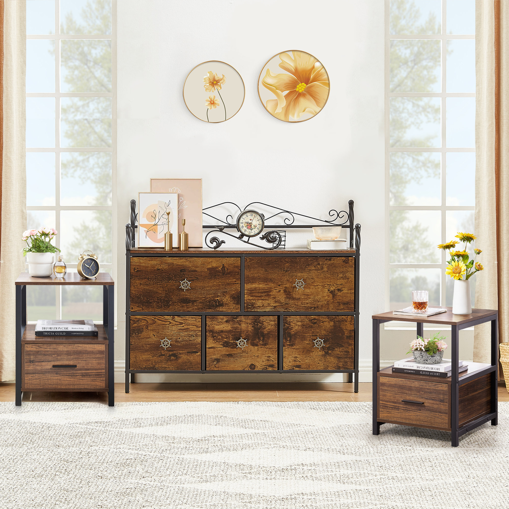 Williston 3 Piece Dresser Set 5 Drawer Dresser And Nightstand Set