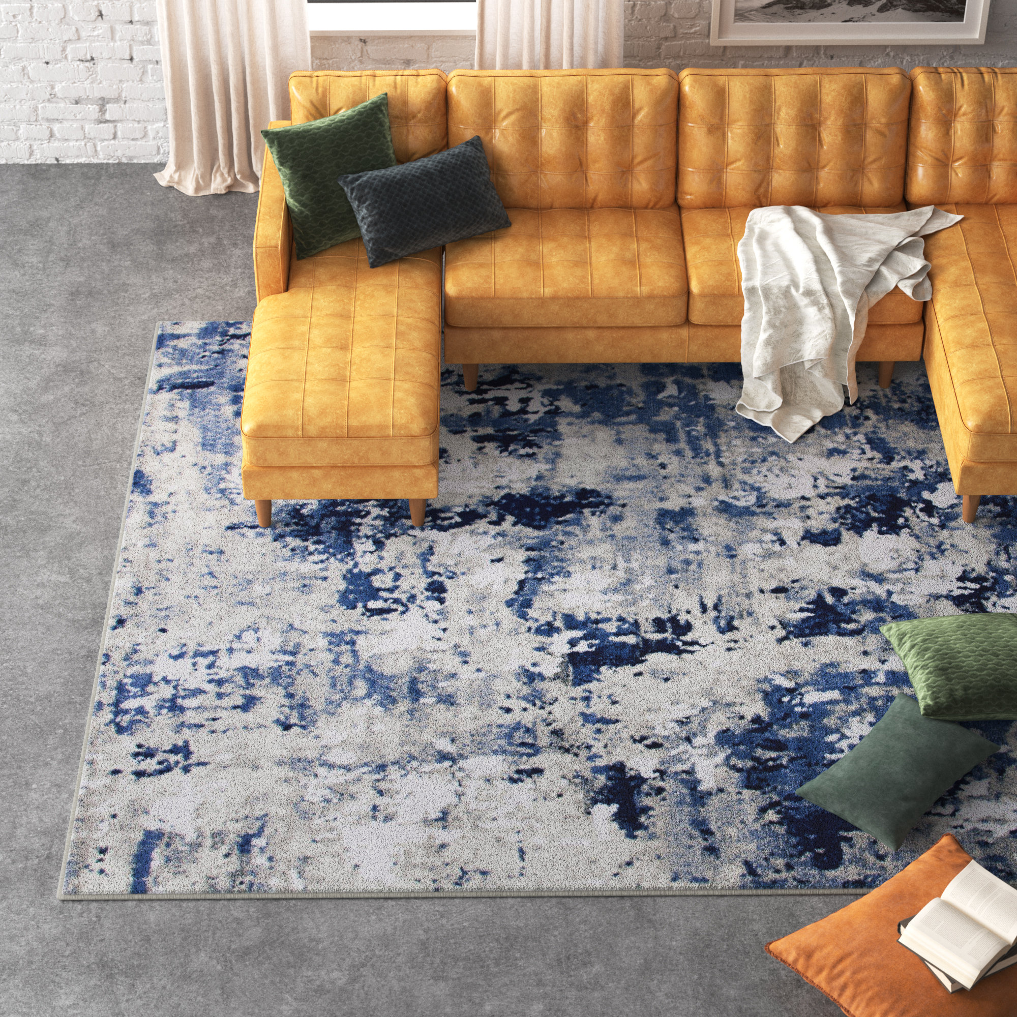 Steelside™ Acton Gray/Navy Area Rug & Reviews Wayfair