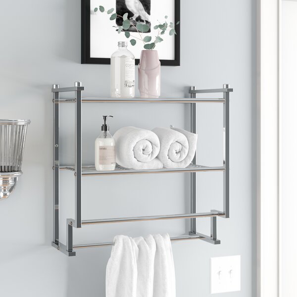 Bathroom Shelf Glass Wall Mount Bath Space Saver Storage Rack Organizer  › 