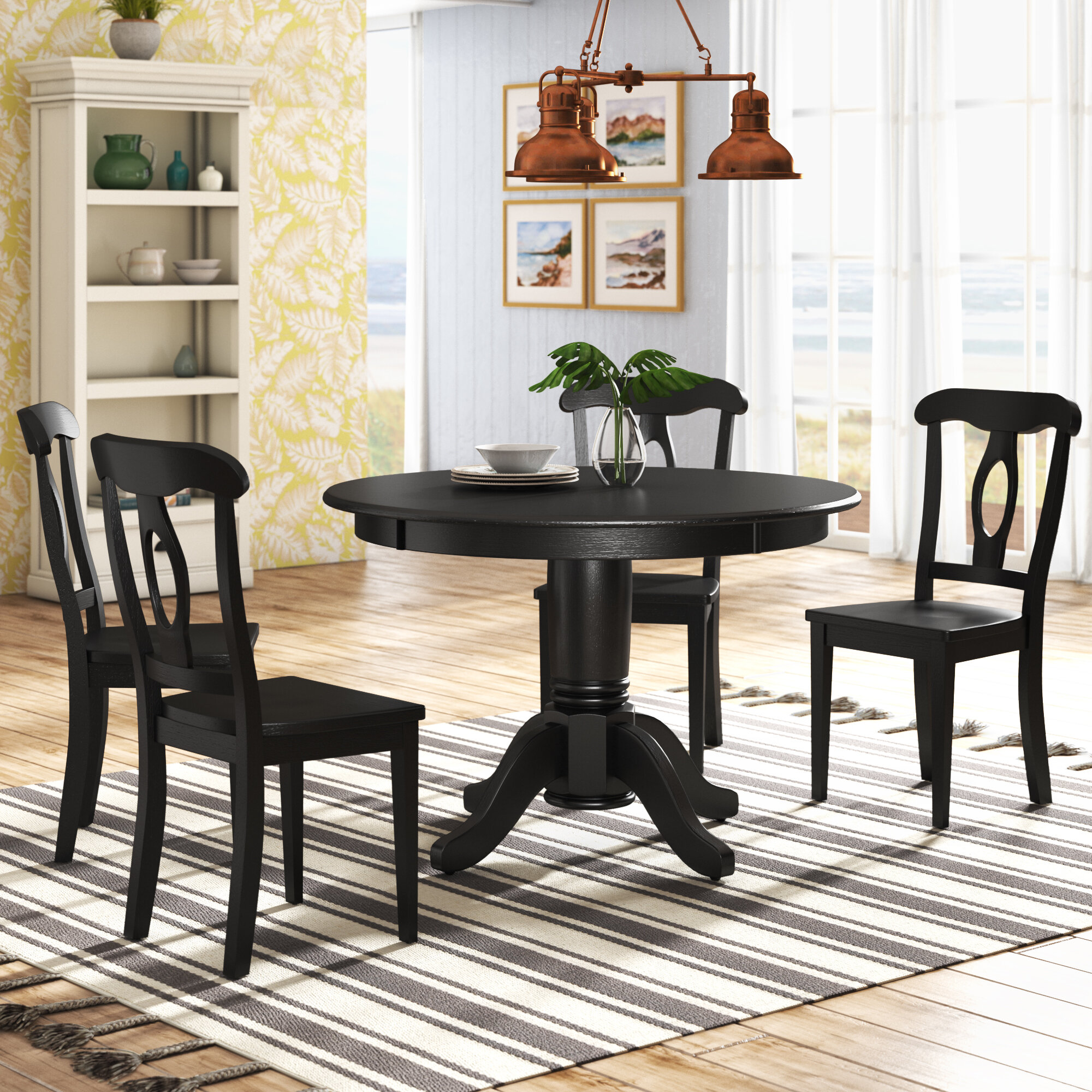 Dining Bench Seat Oat And Black For Dining Table Kitchen Room Solid Wood 1-Piece 