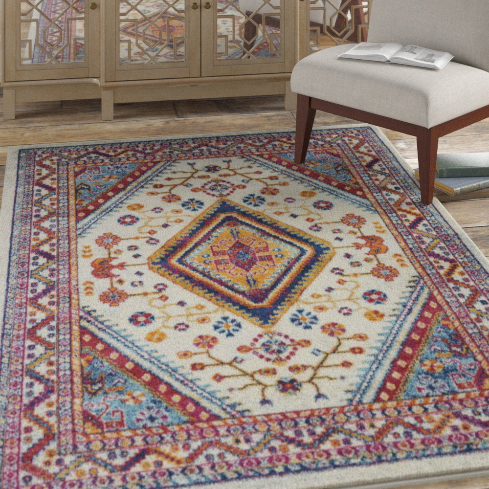 Bungalow Rose Mallery Persian Oriental Ivory Area Rug & Reviews Wayfair