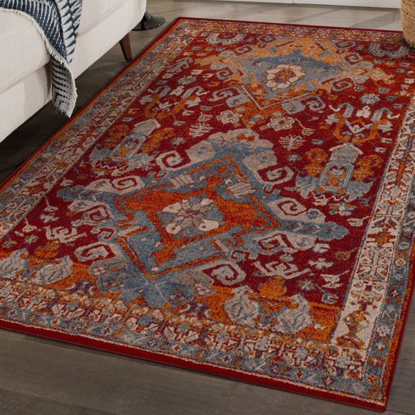 Luxe Weavers Incas Collection 186 Red Moroccan Floral Area Rug | Wayfair
