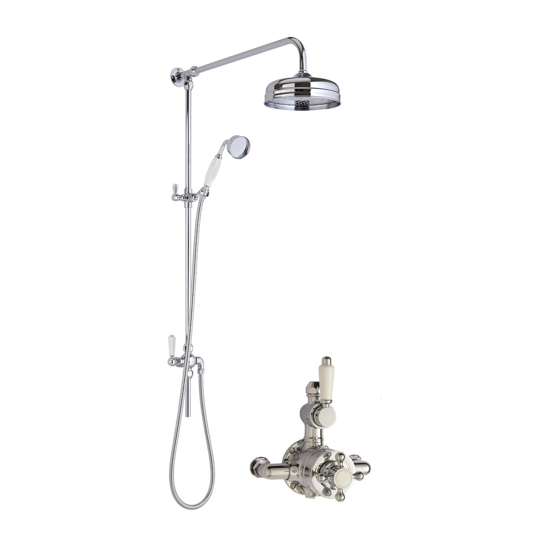 Mixer Shower with Dual Shower Head gray