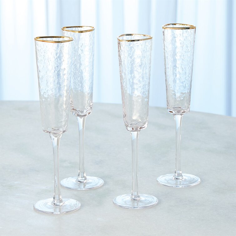 FREE SHIPPING LOT OF 2 FOOTED FLUTED 8 OZ WINE CHAMPAGNE GLASS VERY NICE 