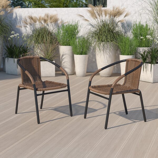 vidaXL 2x Outdoor Stacking Dining Chair Steel Mesh Outdoor Garden Bistro Cafe 