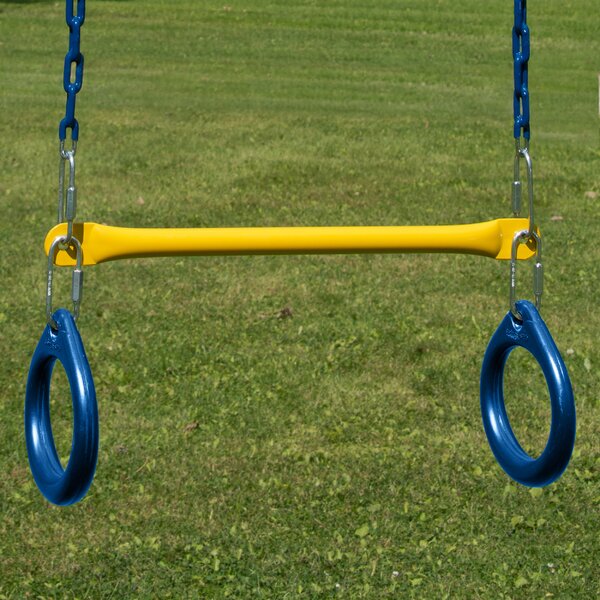 Outdoor Trapeze Gym Rings Plastic Coated Ring Swing Set Replacements Blue 