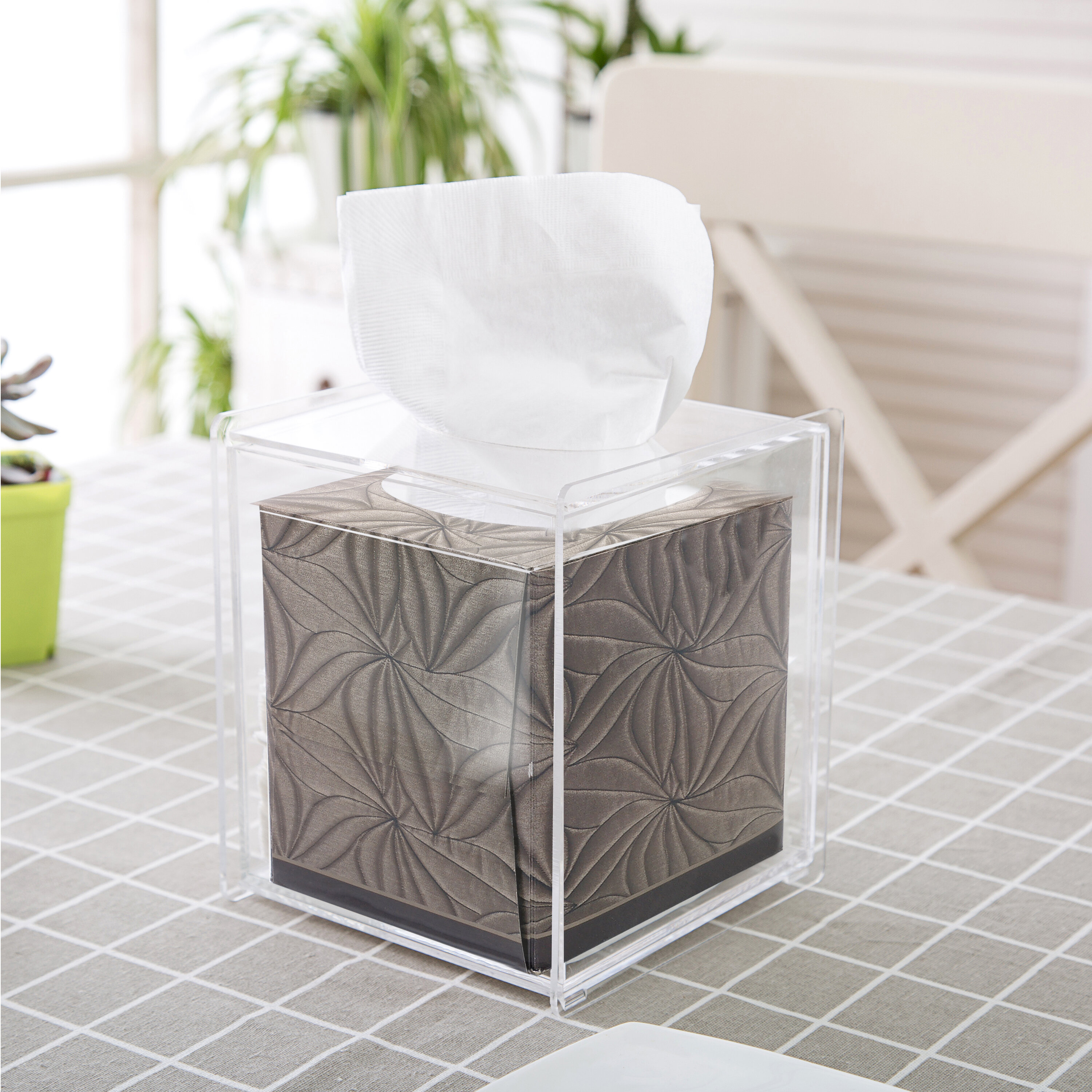 Transparent Rectangle Tissue Holder Acrylic Clear Napkin Container Box For Home 